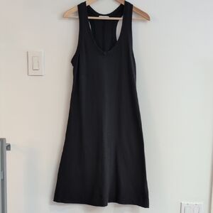 James Perse Classic Racer Back Black Cotton Midi Dress Size 2
